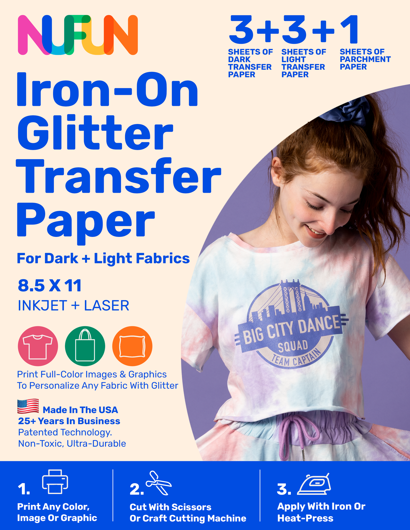 InkJet Printable No Mess Glitter Transfer Paper Combo Pack 8.5"x11"