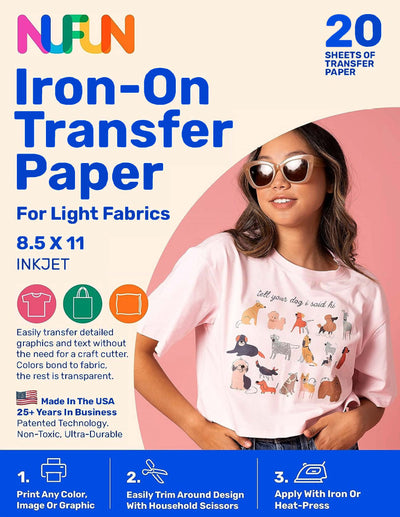 InkJet Printable Transfer Paper for Light Fabrics 8.5"x11"