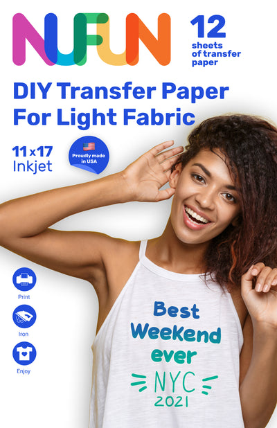 InkJet Printable Transfer Paper for Light Fabrics 11"x17"